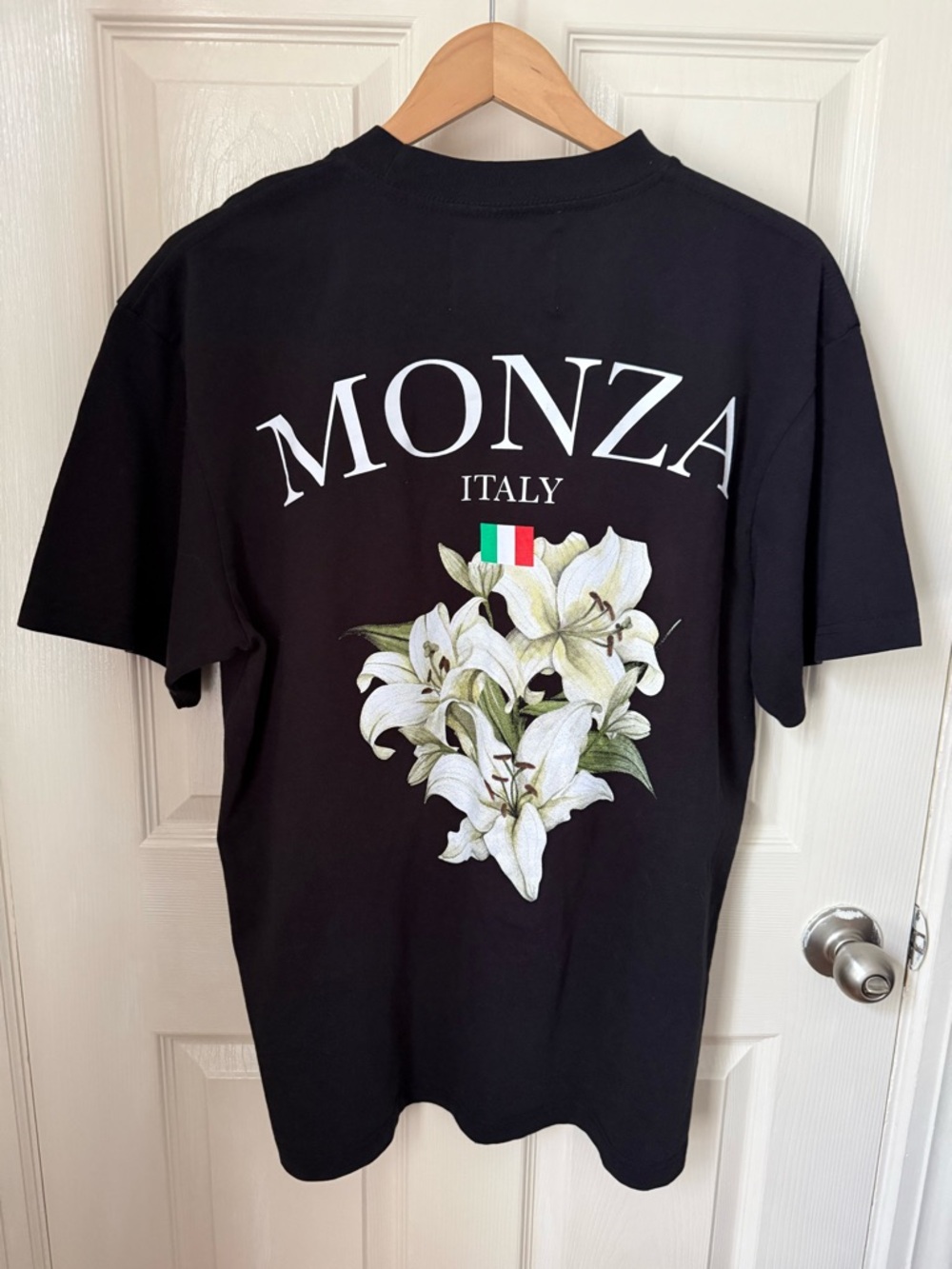 NWOT F1 MONZA Italy Black Floral Graphic Tee